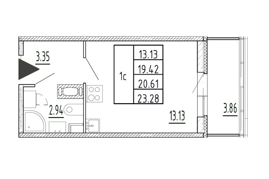 Квартира студия 19.42 м², 2/13 эт., ЖК «Полис Приморский 2»